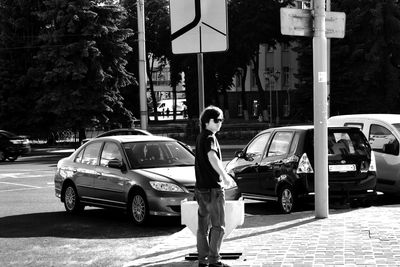 People walking on city street