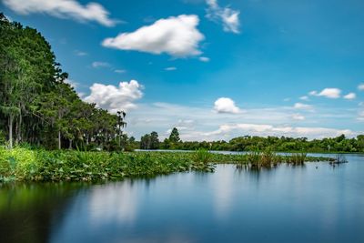 Scenic view of lake against sky