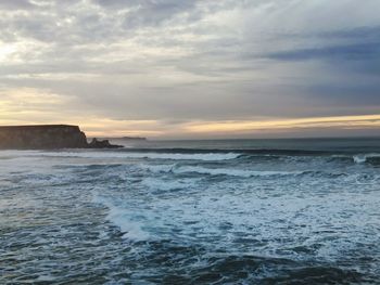 Scenic view of sea against sky during sunset