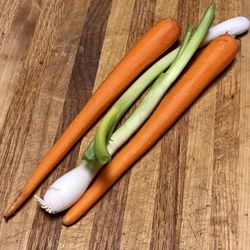 High angle view of vegetables on table