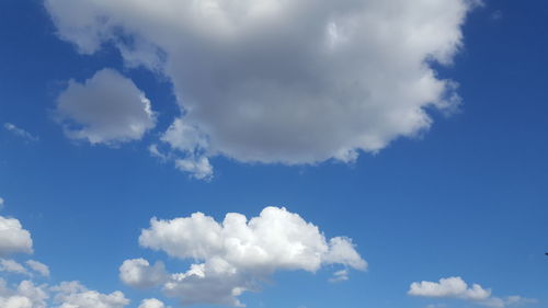 Low angle view of clouds in blue sky