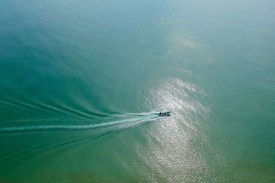 Aerial view of boat in sea 