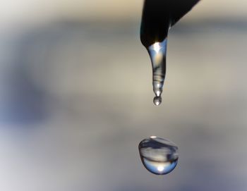 Close-up of drop falling in water