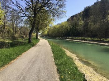 Different stages of spring on the burgundy canal near dijon, france