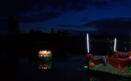 Firework display at night