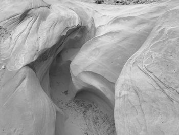 Black and white of rounded rock formations