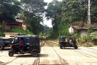 Vehicles parked on roadside