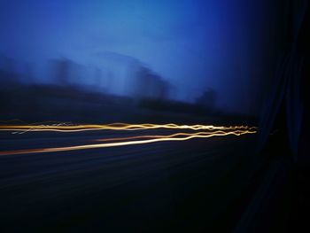 Light trails on road at night