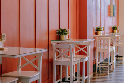 Empty chairs and table