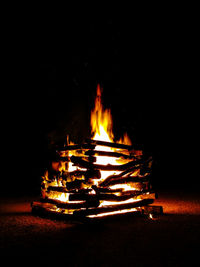 Fire lit up at night