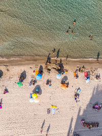 High angle view of people on beach