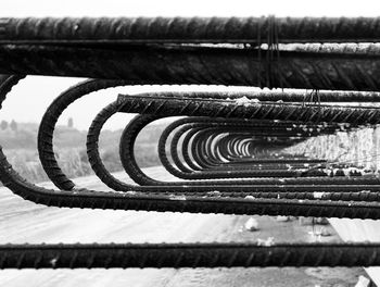 Close-up of rusty metal railing