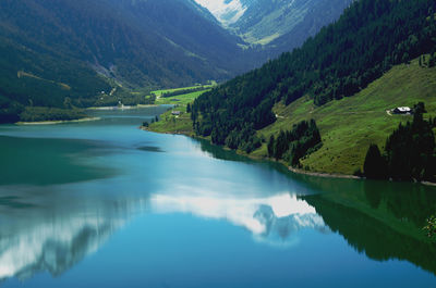 Scenic view of lake and mountains