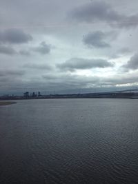 Scenic view of sea against cloudy sky