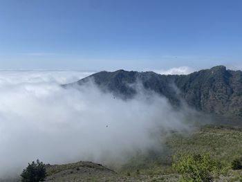 Scenic view of mountains against clear sky