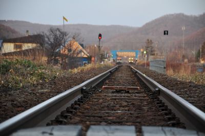 Railroad tracks on landscape