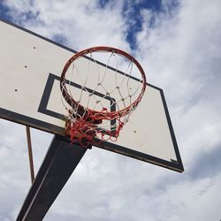 Low angle view of basketball hoop against sky