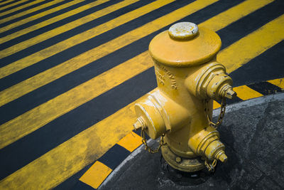 High angle view of fire hydrant on road