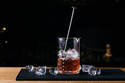Close-up of ice cream in glass on table