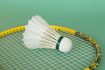 High angle view of yellow ball on table