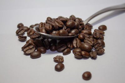 Close-up of coffee beans on table