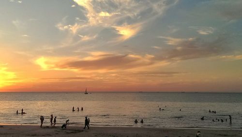 Scenic view of sea at sunset