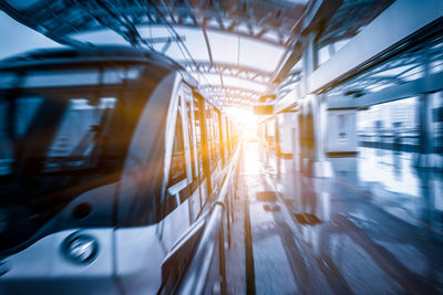 Blurred motion of train