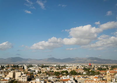 High angle view of townscape against sky