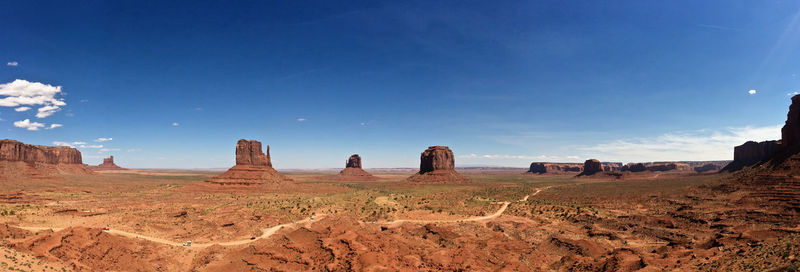 Expansive panorama of the monument valley park, arizona.