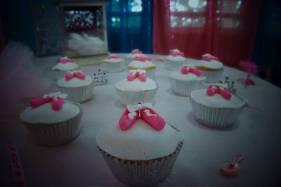 Close-up of cupcakes on table