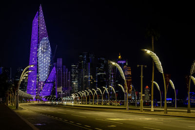 Illuminated city at night