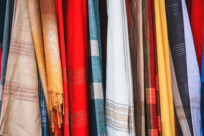Full frame shot of multi colored textiles in store