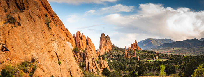 Panoramic view of mountains against sky