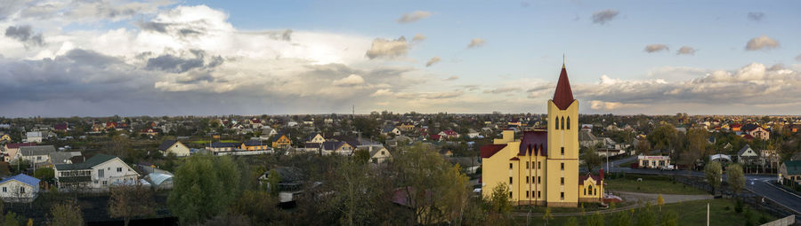 Panoramic view of cityscape against sky