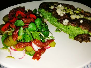 High angle view of fruits in plate