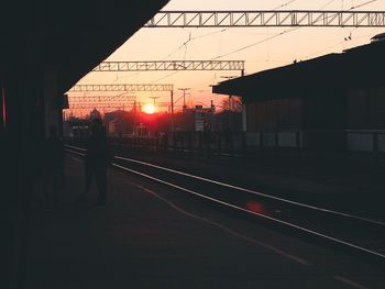 Railroad track at sunset