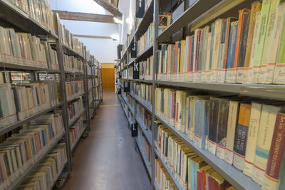 Panoramic shot of books in library