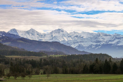 Scenic view of mountains against sky