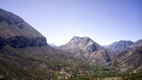 Scenic view of mountains against clear sky