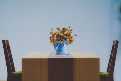 Close-up of flower vase on table