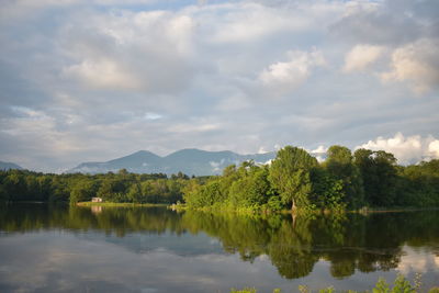 Scenic view of lake against sky