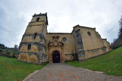 Low angle view of temple against sky