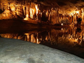 View of illuminated cave