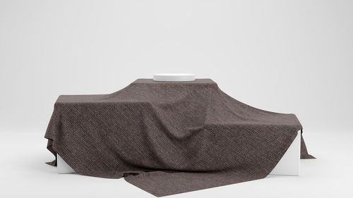 Rear view of person against white background