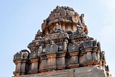 Ruined dome of ancient stone made temple in hampi, karnataka, india.