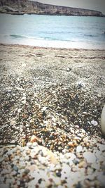 Surface level of pebbles on beach