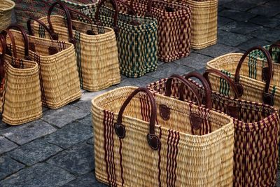 Wicker baskets on street