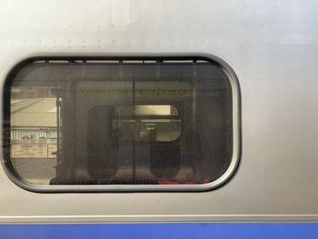 Close-up of train window