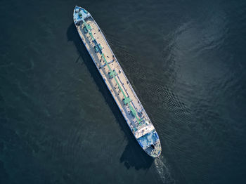 High angle view of boat in sea