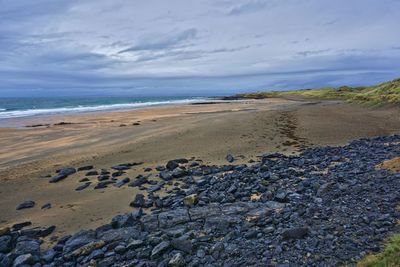 Scenic view of beach against sky